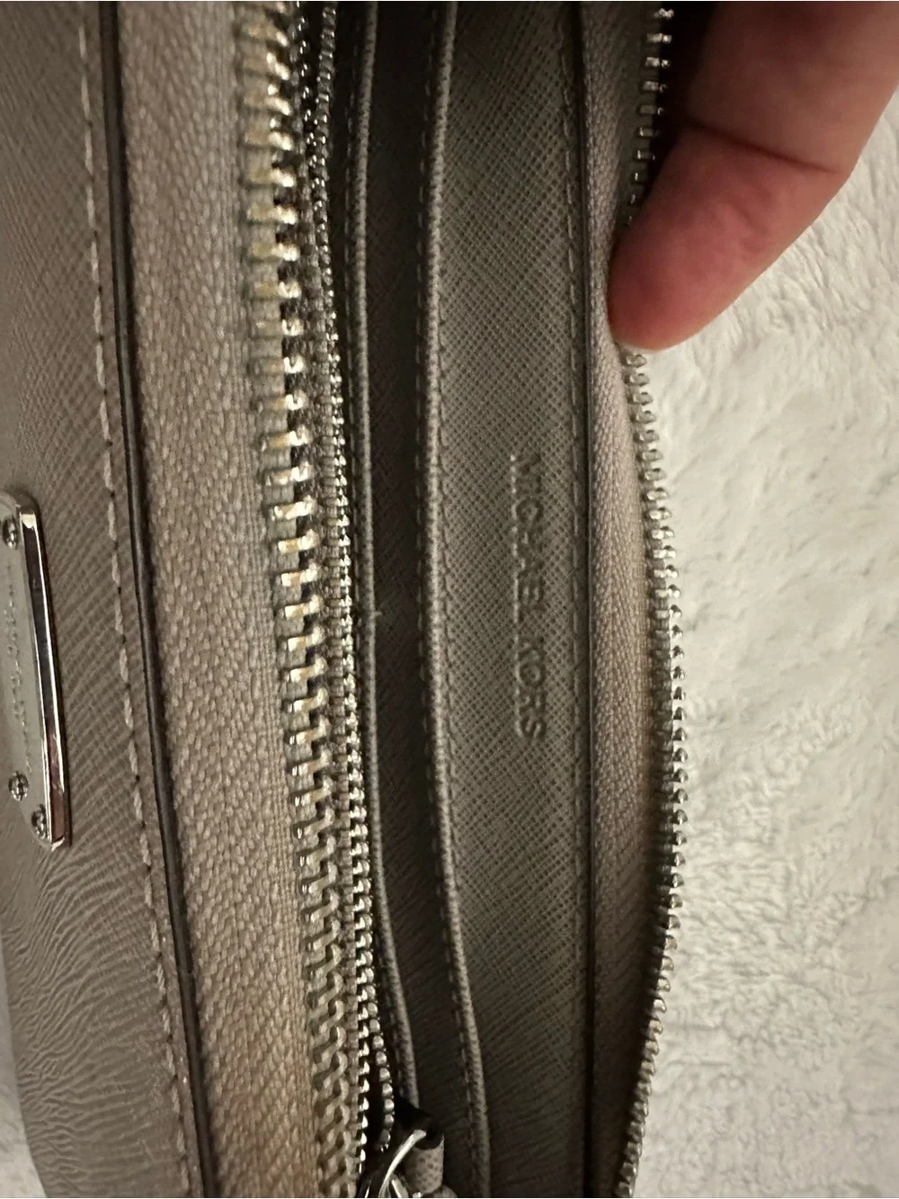 Michael Kors Grey Zip-Around Saffiano Wallet